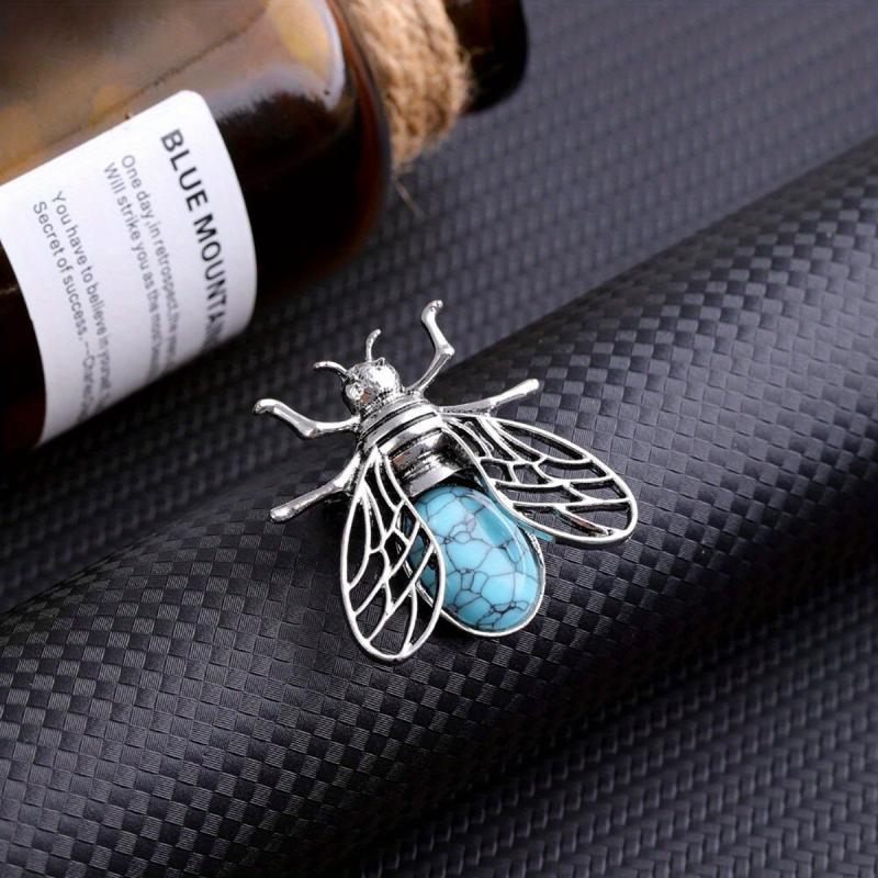 Natural Crystal Bee Insect Brooch Pendant Reiki Healing DIY Jewelry