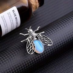 Natural Crystal Bee Insect Brooch Pendant Reiki Healing DIY Jewelry