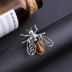 Natural Crystal Bee Insect Brooch Pendant Reiki Healing DIY Jewelry