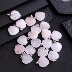 Natural Stone Powder Crystal Heart Necklace Pendant DIY Accessories