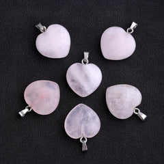 Natural Stone Powder Crystal Heart Necklace Pendant DIY Accessories