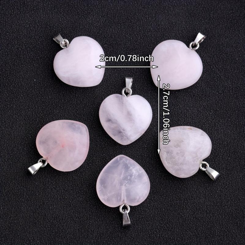 Natural Stone Powder Crystal Heart Necklace Pendant DIY Accessories