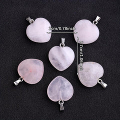 Natural Stone Powder Crystal Heart Necklace Pendant DIY Accessories