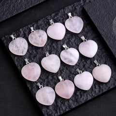 Natural Stone Powder Crystal Heart Necklace Pendant DIY Accessories