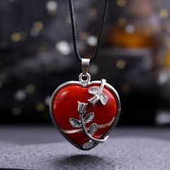 Natural Stone Pendant Tulip Love Healing Crystal Necklace DIY Jewelry