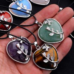 Natural Stone Pendant Tulip Love Healing Crystal Necklace DIY Jewelry