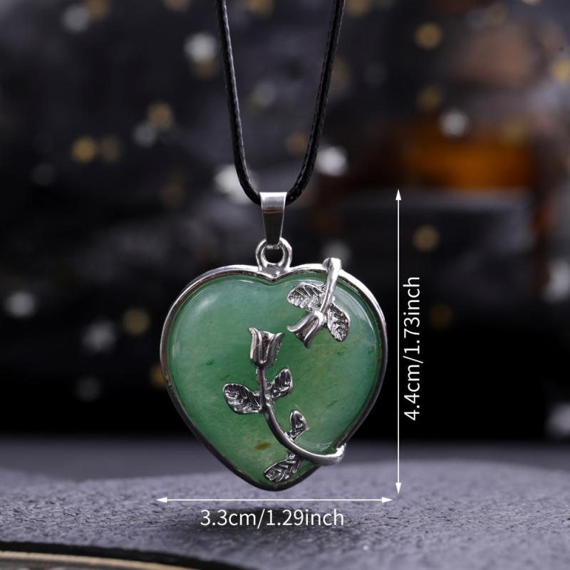 Natural Stone Pendant Tulip Love Healing Crystal Necklace DIY Jewelry