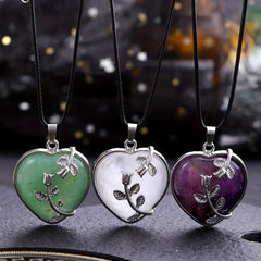 Natural Stone Pendant Tulip Love Healing Crystal Necklace DIY Jewelry