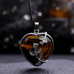 Natural Stone Pendant Tulip Love Healing Crystal Necklace DIY Jewelry