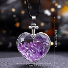 Natural Stone Heart Shaped Wishing Bottle Pendant Healing Crystal DIY Jewelry