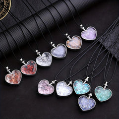Natural Stone Heart Shaped Wishing Bottle Pendant Healing Crystal DIY Jewelry