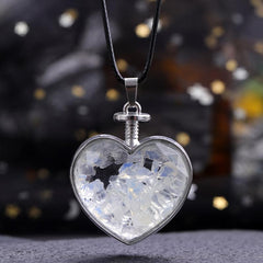 Natural Stone Heart Shaped Wishing Bottle Pendant Healing Crystal DIY Jewelry
