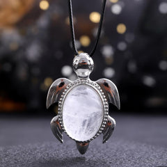1PC Natural Stone Pendant Turtle Healing Crystal Necklace DIY Decoration Jewelry