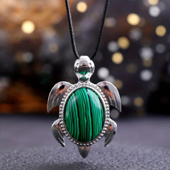 1PC Natural Stone Pendant Turtle Healing Crystal Necklace DIY Decoration Jewelry