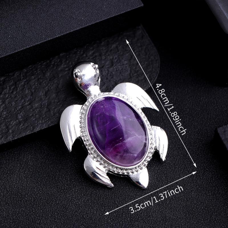 1PC Natural Stone Pendant Turtle Healing Crystal Necklace DIY Decoration Jewelry