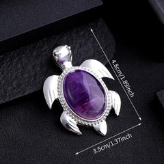 1PC Natural Stone Pendant Turtle Healing Crystal Necklace DIY Decoration Jewelry