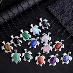 1PC Natural Stone Pendant Turtle Healing Crystal Necklace DIY Decoration Jewelry