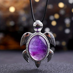 1PC Natural Stone Pendant Turtle Healing Crystal Necklace DIY Decoration Jewelry