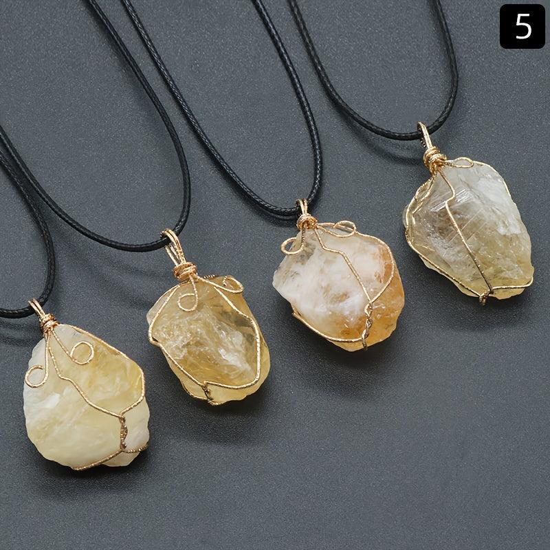 Irregular Stone Pendant Amethyst Green Chakra Energy Gift