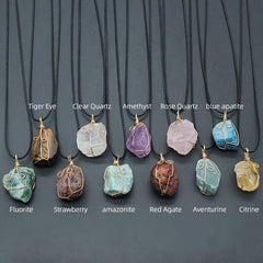 Irregular Stone Pendant Amethyst Green Chakra Energy Gift