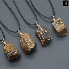 Irregular Stone Pendant Amethyst Green Chakra Energy Gift