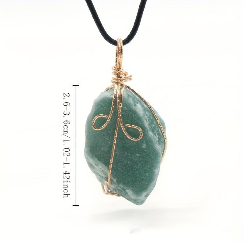 Irregular Stone Pendant Amethyst Green Chakra Energy Gift