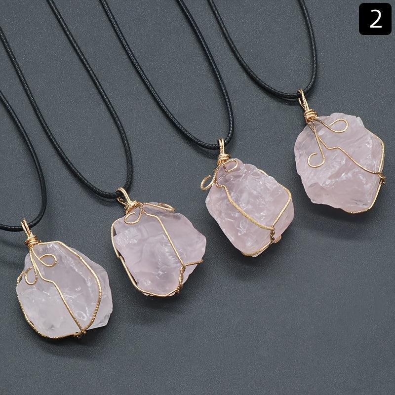 Irregular Stone Pendant Amethyst Green Chakra Energy Gift