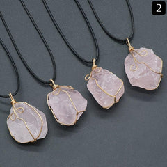 Irregular Stone Pendant Amethyst Green Chakra Energy Gift