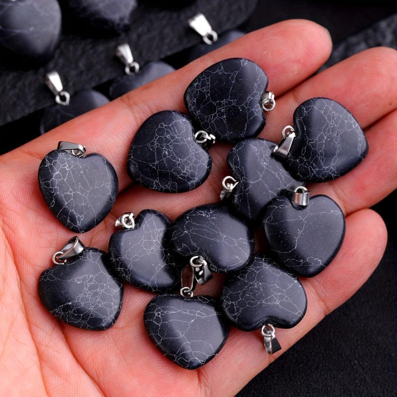 Natural Stone Turquoise Heart Necklace Earrings Pendant Set DIY Accessories