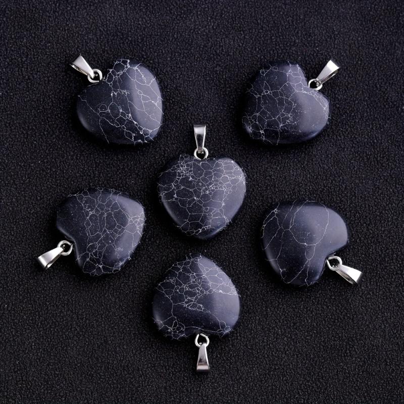 Natural Stone Turquoise Heart Necklace Earrings Pendant Set DIY Accessories