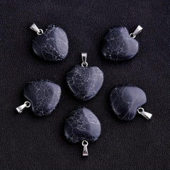 Natural Stone Turquoise Heart Necklace Earrings Pendant Set DIY Accessories