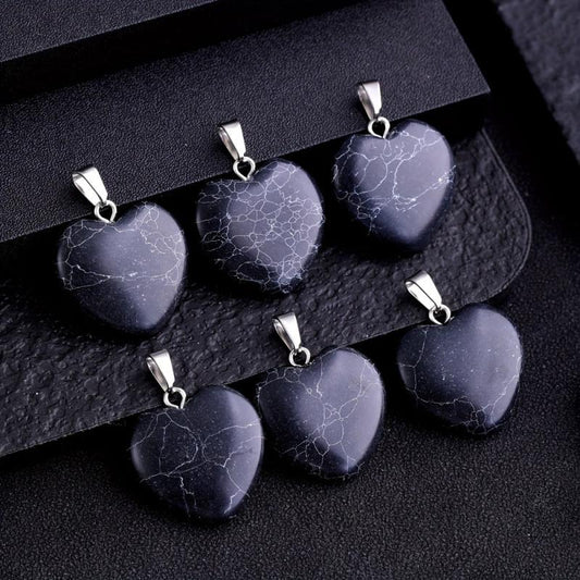 Natural Stone Turquoise Heart Necklace Earrings Pendant Set DIY Accessories