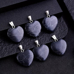 Natural Stone Turquoise Heart Necklace Earrings Pendant Set DIY Accessories