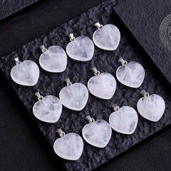 Natural Stone Crystal Heart Shaped Necklace Pendant Earrings DIY Accessories