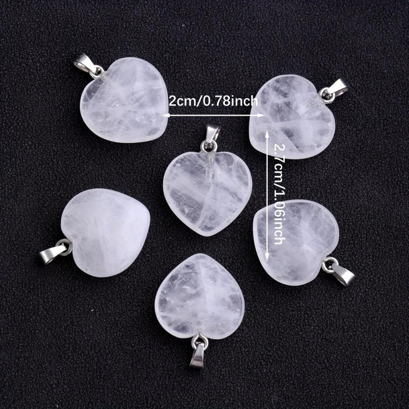 Natural Stone Crystal Heart Shaped Necklace Pendant Earrings DIY Accessories