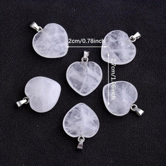 Natural Stone Crystal Heart Shaped Necklace Pendant Earrings DIY Accessories