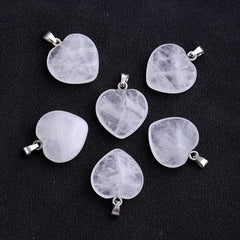 Natural Stone Crystal Heart Shaped Necklace Pendant Earrings DIY Accessories
