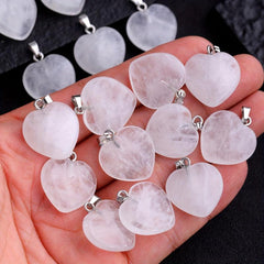 Natural Stone Crystal Heart Shaped Necklace Pendant Earrings DIY Accessories