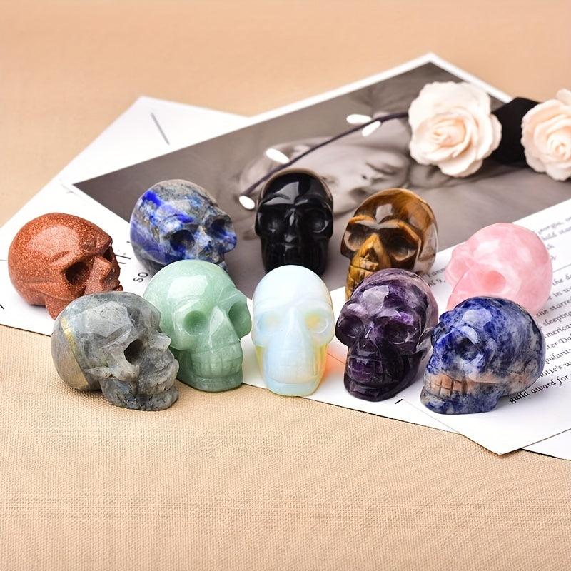 54 Cm Skull Statue Amethyst Rose Quartz Crystal Reiki Healing Gemstone