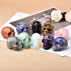 54 Cm Skull Statue Amethyst Rose Quartz Crystal Reiki Healing Gemstone