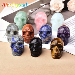 54 Cm Skull Statue Amethyst Rose Quartz Crystal Reiki Healing Gemstone