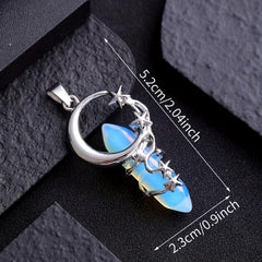 Natural Stone Star Holding Moon Healing Crystal Pendant Necklace