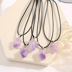 5pcs Natural Crystal Amethyst Round Bead Lucky Necklace Energy Bracelet