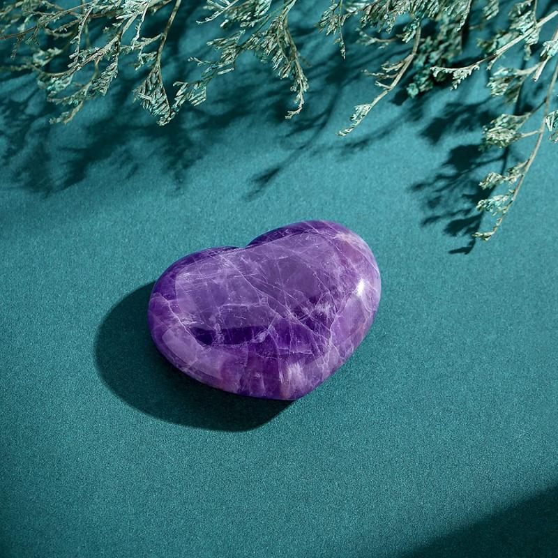 1pc Amethyst Heart Gemstone Reiki Quartz Crystal