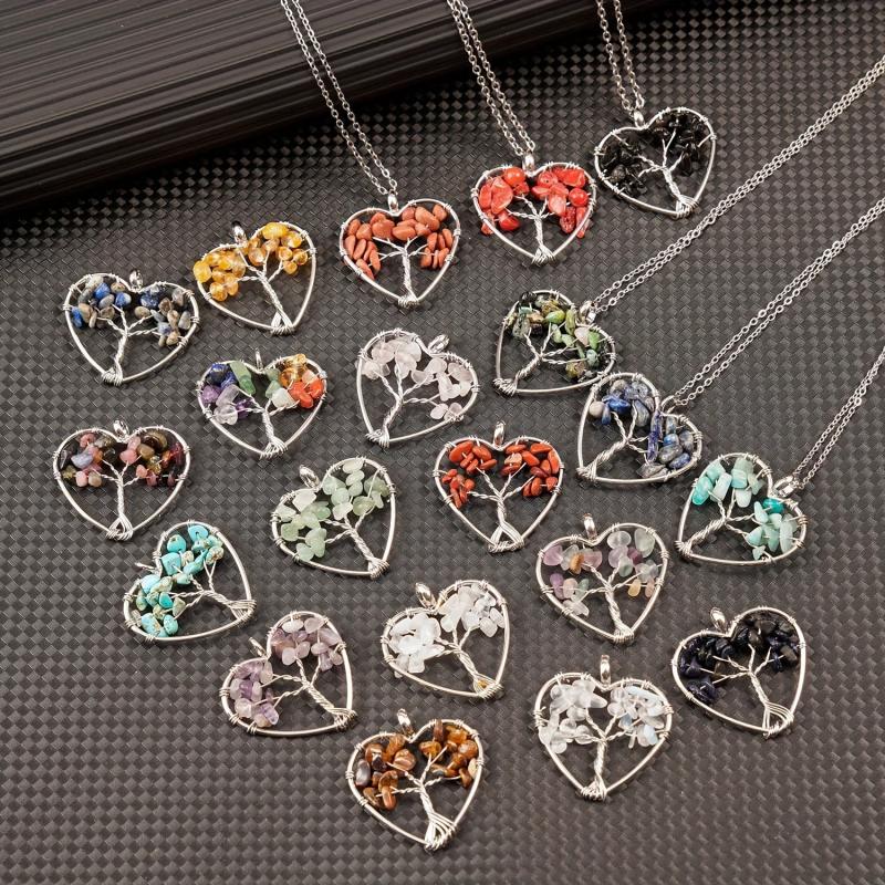 Tree Of Life Pendant Seven Chakra Love Heart Necklace