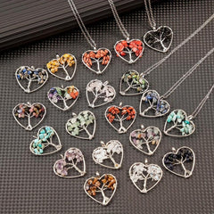 Tree Of Life Pendant Seven Chakra Love Heart Necklace