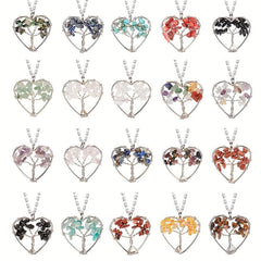 Tree Of Life Pendant Seven Chakra Love Heart Necklace