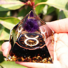 1pc Twelve Constellations Orgone Pyramid Healing Crystal Energy