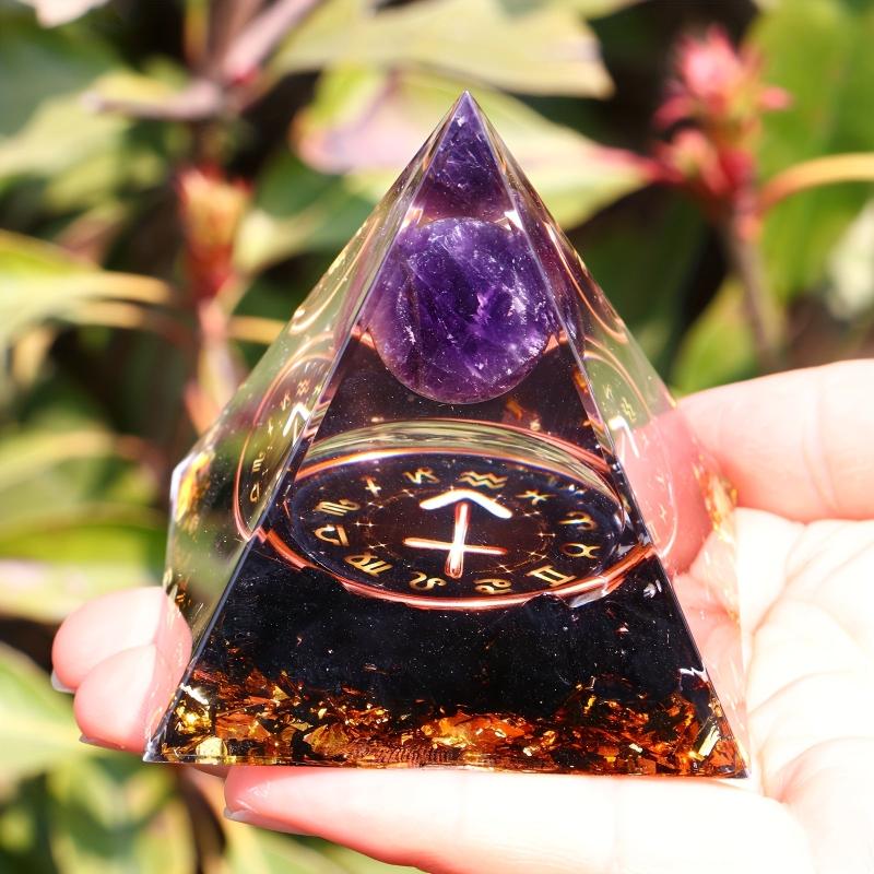 1pc Twelve Constellations Orgone Pyramid Healing Crystal Energy