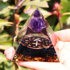 1pc Twelve Constellations Orgone Pyramid Healing Crystal Energy